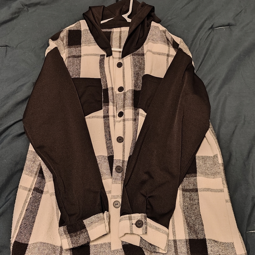 Plaid Button-Up Hoodie